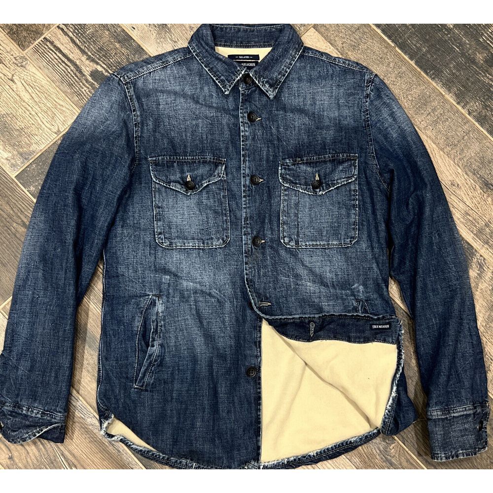 TRUE RELIGION Men's Relaxed Denim Lined Shirt Jacket‎ Shacket 02 MC780G4 Small